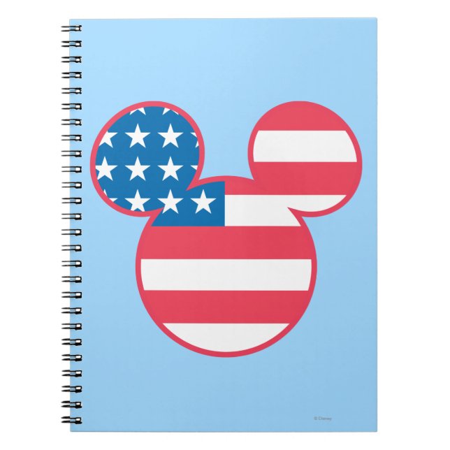 Patriotic Mickey Mouse American Flag Icon Notebook (Front)