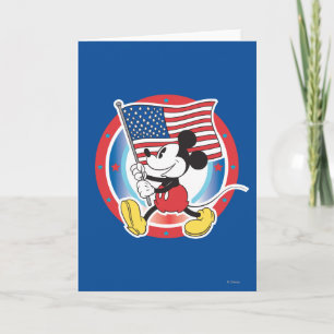 Patriotic Mickey Mouse Flag Design Holiday Card