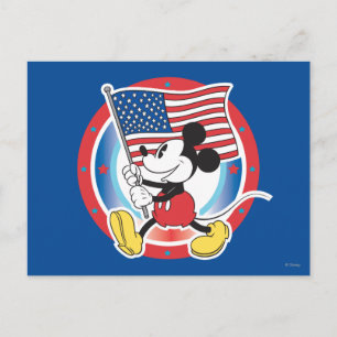 Patriotic Mickey Mouse Flag Design Postcard