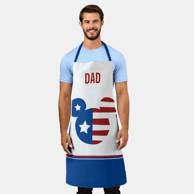 Patriotic Mickey Mouse Personalized Apron (Worn)