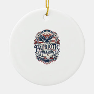 Patriotic Midwest Small Town Pride Vector Graphic Ceramic Ornament