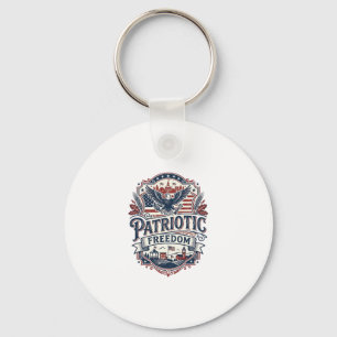 Patriotic Midwest Small Town Pride Vector Graphic Keychain