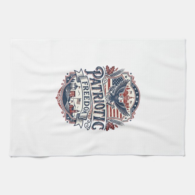 Patriotic Midwest Small Town Pride Vector Graphic  Kitchen Towel (Horizontal)