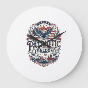 Patriotic Midwest Small Town Pride Vector Graphic  Large Clock