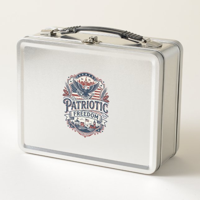 Patriotic Midwest Small Town Pride Vector Graphic  Metal Lunch Box (Front)