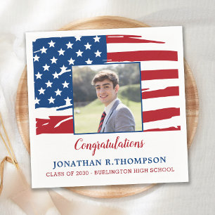 Patriotic Military American Flag Graduation Napkin
