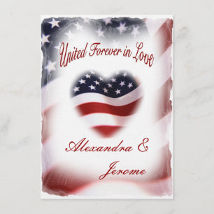 PATRIOTIC Military American Flag Wedding Invitation