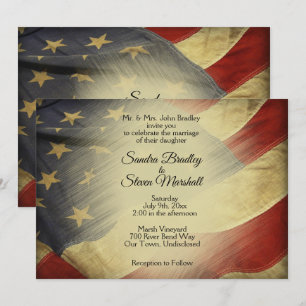 Patriotic Military American Vintage Flag Wedding Invitation