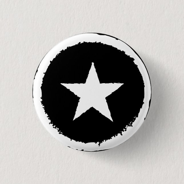 Patriotic Military Army War White Star Symbol Sign 1 Inch Round Button (Front)