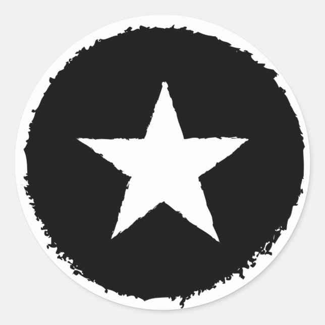 Patriotic Military Army War White Star Symbol Sign Classic Round Sticker (Front)