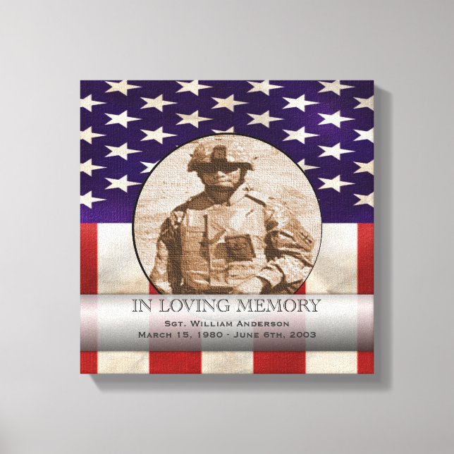 Patriotic Military Custom Personalized Memorial Canvas Print (Front)
