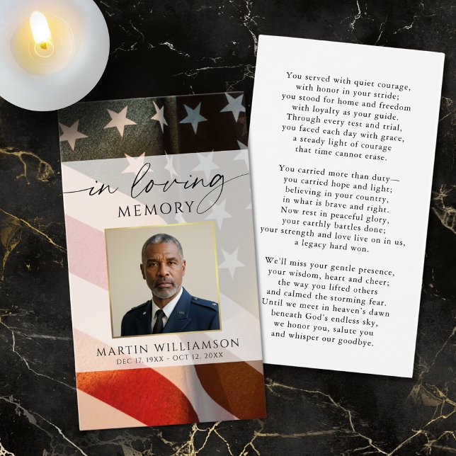 Patriotic Military Funeral Photo Prayer Card (Creator Uploaded)