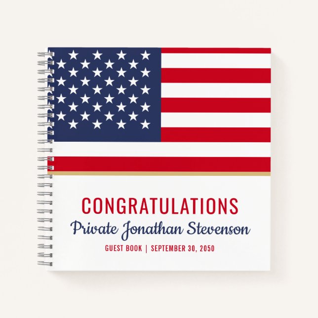 Patriotic Military Graduation Army Guest Book (Front)
