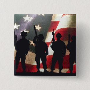 Patriotic Military Soldier Silhouette 2 Inch Square Button