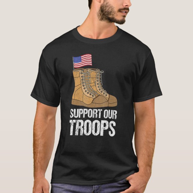 Patriotic Military Support Our Troops T-Shirt (Front)