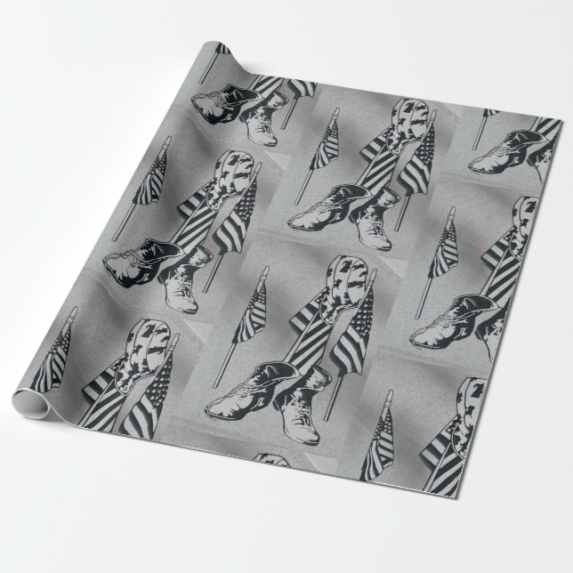 Patriotic Military Wrapping Paper (Unrolled)