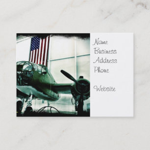 Patriotic Military WWII Plane with American Flag Business Card