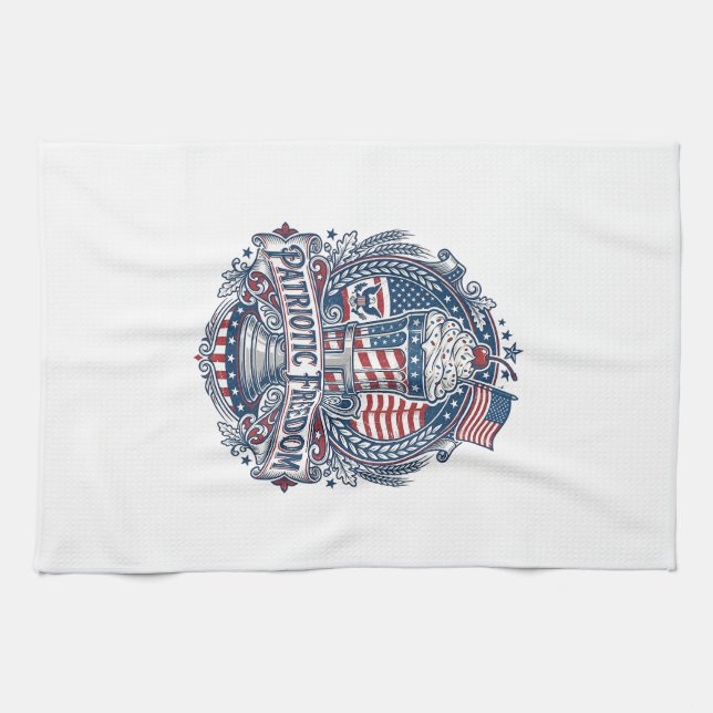 Patriotic Milkshake Americana Kitchen Towel (Horizontal)