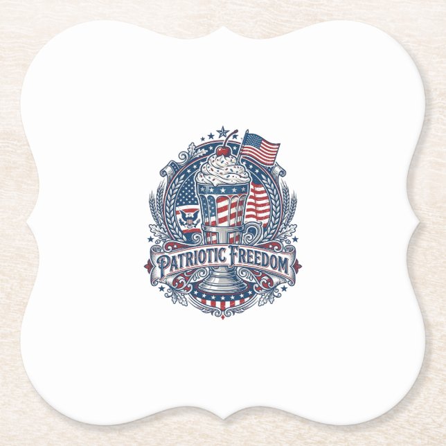Patriotic Milkshake Americana Paper Coaster (Front)