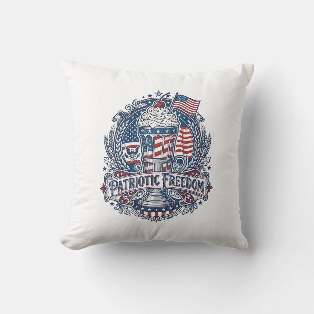 Patriotic Milkshake Americana Throw Pillow (Front)