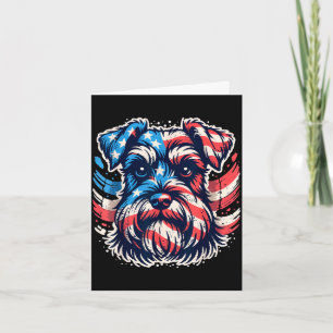 Patriotic miniature schnauzer american flag 4th of card