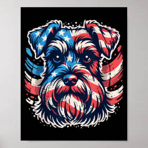 Patriotic Miniature Schnauzer American Flag 4th of Poster