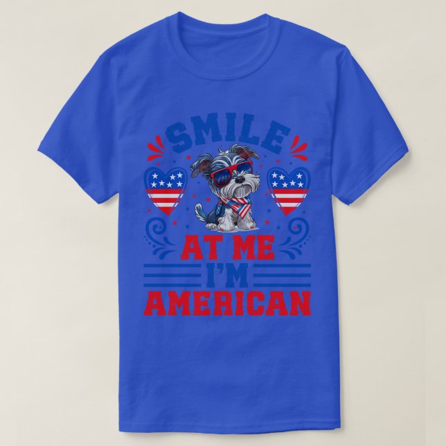 Patriotic Miniature Schnauzer Dog 1 T-Shirt (Design Front)