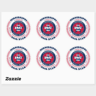 Patriotic Mississippi Circle Design Sticker