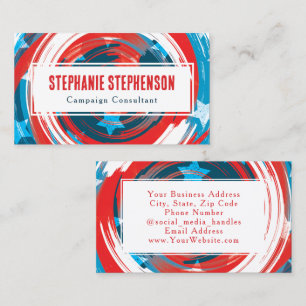 Patriotic Modern Red White Blue Abstract American  Business Card