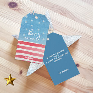 Patriotic Modern Watercolor Flag Gift Tags