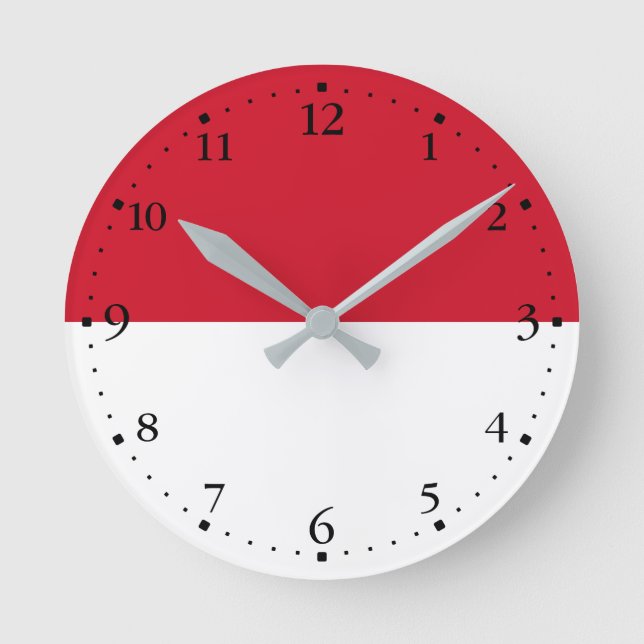 Patriotic Monaco Flag Round Clock (Front)