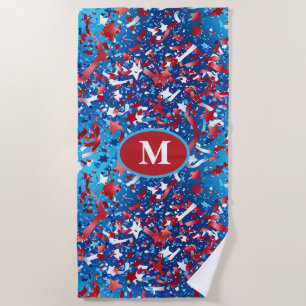 Patriotic Monogram Beach Towel – Red White Blue