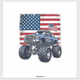 Patriotic Monster Truck Vintage Engraving Design_1