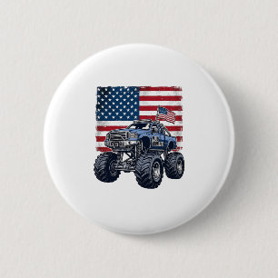 Patriotic Monster Truck Vintage Engraving Design_1 2 Inch Round Button