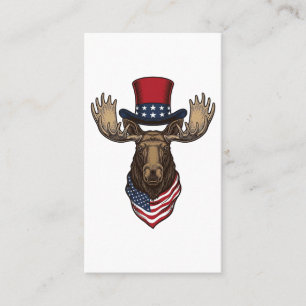 Patriotic Moose Vintage Engraving Vector Design_1 Business Card