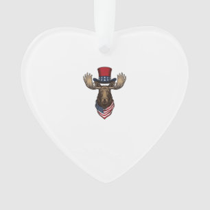 Patriotic Moose Vintage Engraving Vector Design_1 Ornament