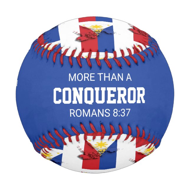 Patriotic MORE THAN CONQUEROR Custom PHILIPPINES Baseball (Front)