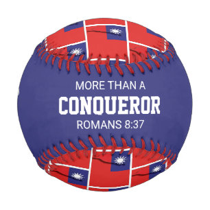 Patriotic MORE THAN CONQUEROR Custom TAIWAN FLAG Baseball