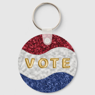 Patriotic Mosaic Waves Vote Keychain