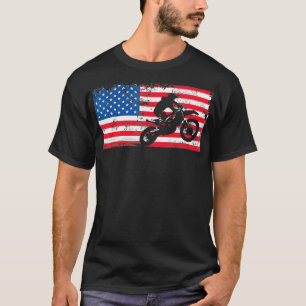 Patriotic Motocross American Flag Dirt Bike Fourth T-Shirt