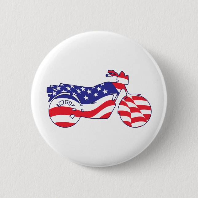 Patriotic Motorcycle 2 Inch Round Button (Front)
