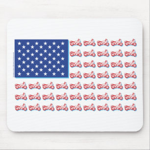 Patriotic Motorcycle Flag with a Blue Shadow Mouse Pad