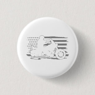 Patriotic Motorcycle Vintage American Flag Biker 1 Inch Round Button
