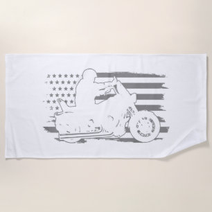 Patriotic Motorcycle Vintage American Flag Biker Beach Towel