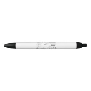 Patriotic Motorcycle Vintage American Flag Biker Black Ink Pen