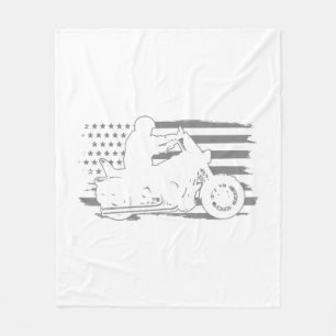 Patriotic Motorcycle Vintage American Flag Biker Fleece Blanket