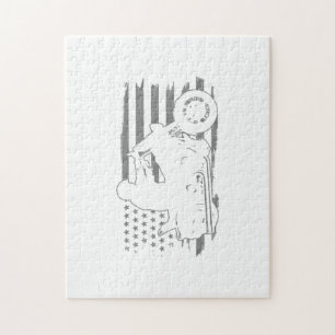 Patriotic Motorcycle Vintage American Flag Biker Jigsaw Puzzle