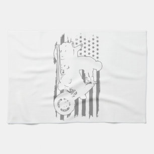 Patriotic Motorcycle Vintage American Flag Biker Kitchen Towel