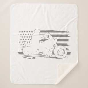 Patriotic Motorcycle Vintage American Flag Biker Sherpa Blanket