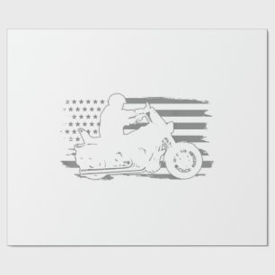 Patriotic Motorcycle Vintage American Flag Biker Wrapping Paper